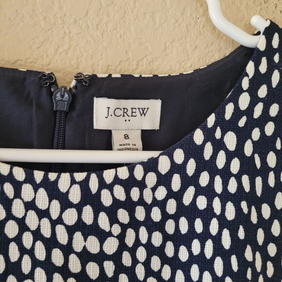 J. Crew Sheath Dress Sz 8 Basketweave Oncilla Animal Print Navy Off-White AK897 - Picture 2 of 9